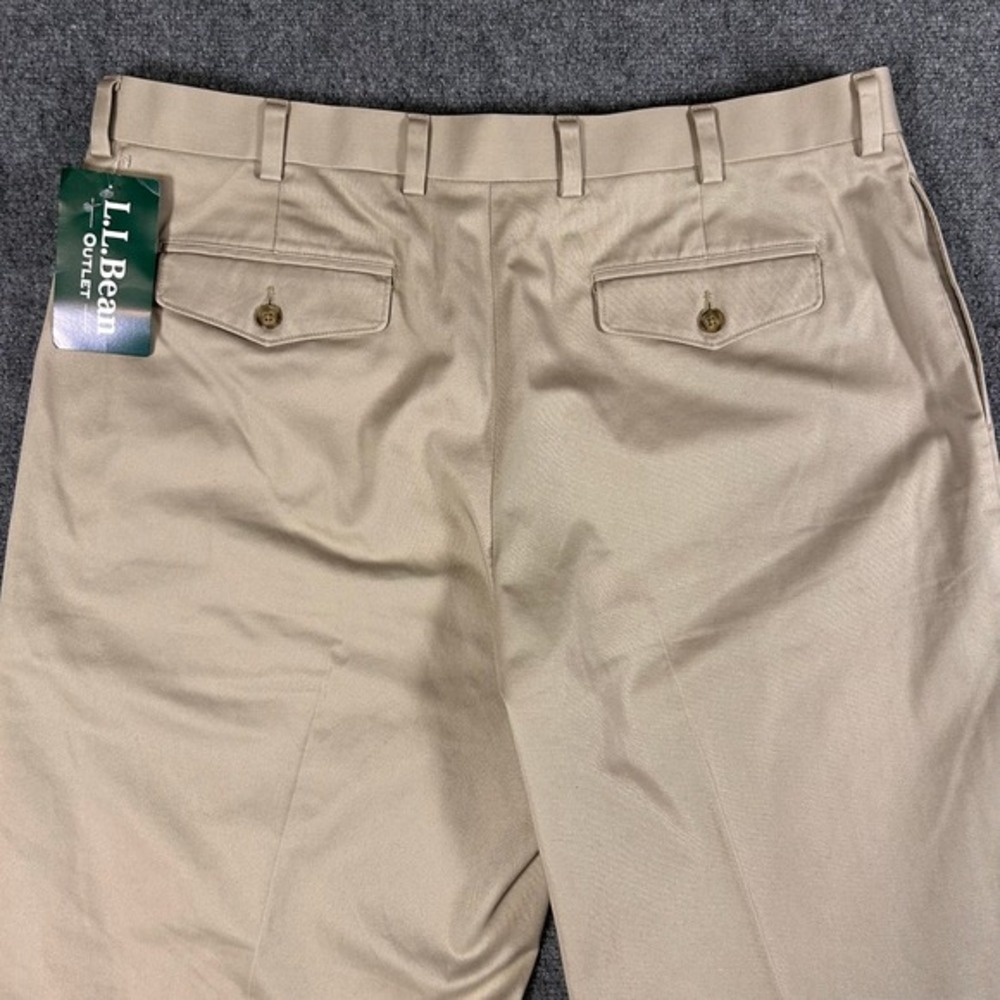 New LL Bean Chinos Mens 40 Tan 100% Cotton Wrinkle Free Classic Fit‎ Dress Pants - Picture 2 of 8